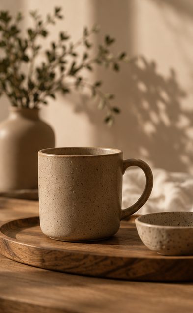 Two cups on a wooden tray